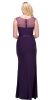 Round Neck Bejeweled Waist Long Formal Bridesmaid Dress in Egg Plant